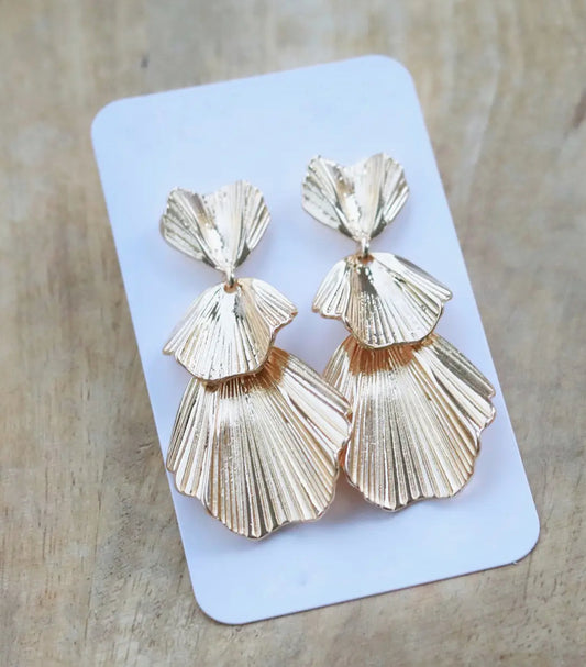 Tiered Gold Shell Earrings