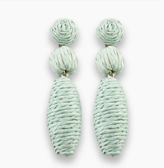 Mini Raffia Ball Drop Earrings